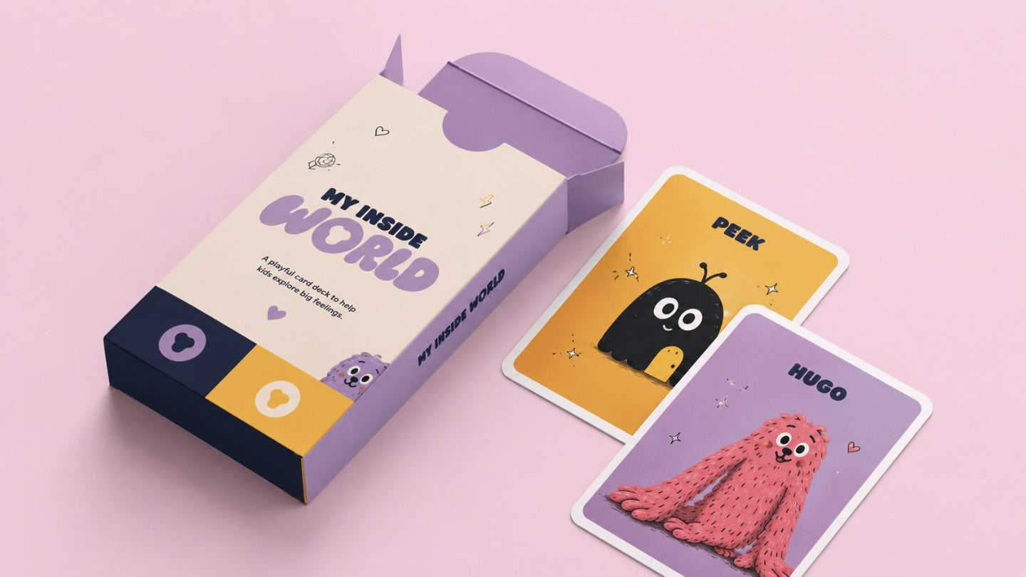 Brand concept showing a box and My Inside World discovery cards